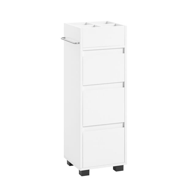 SoBuy BZR29-W,Narrow Bathroom Cabinet with 3 Drawers White White 1