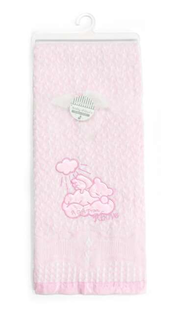 Teddy Gift From Above Baby Shawl - 91cm x 127cm Pink