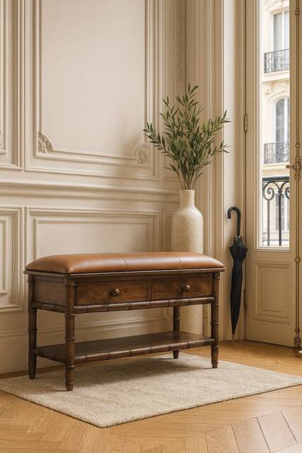 Artisan Furniture Solid Wood Bamboo Carved Storage