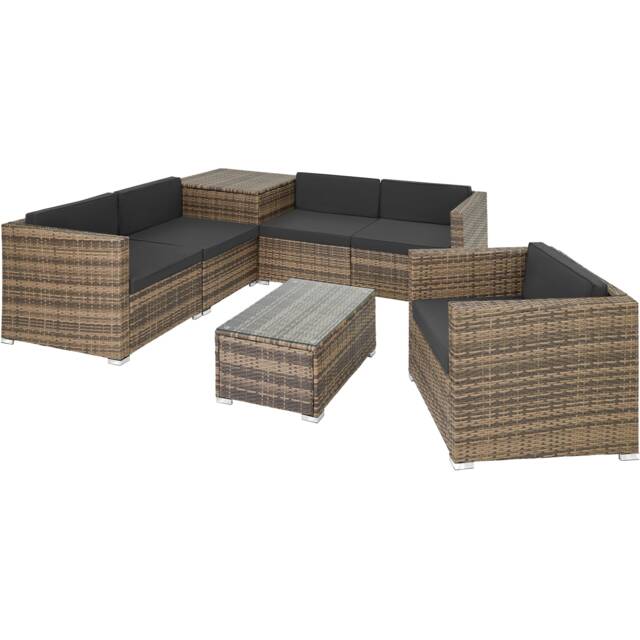 Garden Furniture Set Pisa - modular sofa, armchair, coffee table, cushion storage box Brown nature 67 x 75 x 64,50 cm 1