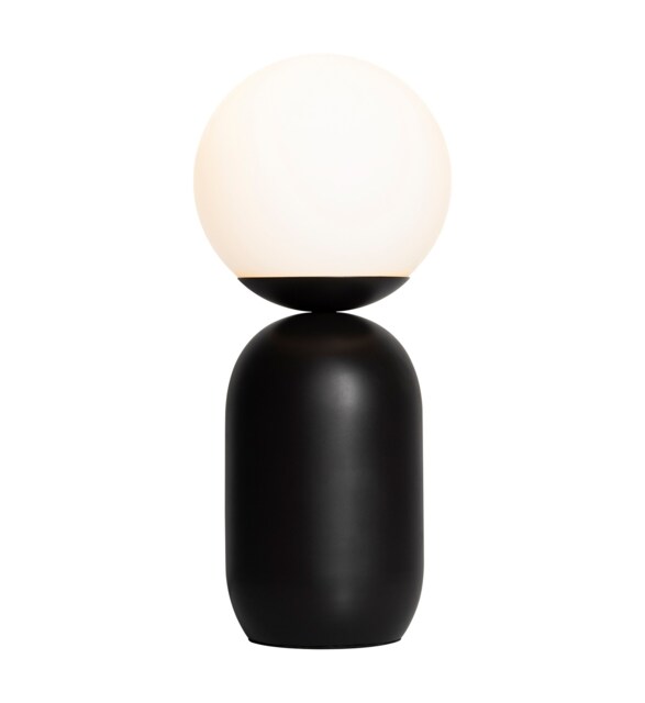 Nordlux Notti Indoor Table Lamp Black Metal E14 Hand Blown Glass - Mains Powered, IP20 Black Mocha