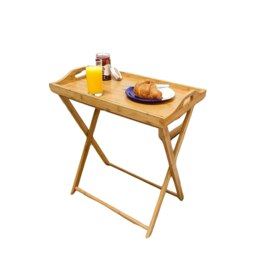 Wooden Folding Side Table With Detachable Serving Tray Brown Brown One Size