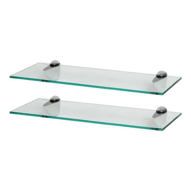 Harbour Housewares Floating Glass Shelf - 50cm - Metallic Brackets - Bathroom Shower Storage Vanity Display Unit Shelf Silver Chrome 2