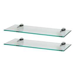 Harbour Housewares Floating Glass Shelf - 50cm - Metallic Brackets - Bathroom Shower Storage Vanity Display Unit Shelf Silver Chrome 2