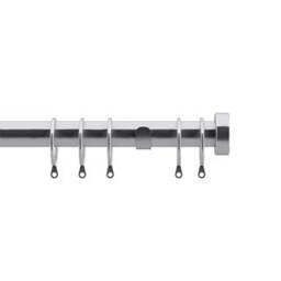 25-28mm Stud End Satin Silver Metal Curtain Pole Set 120 - 210cm Silver Silver
