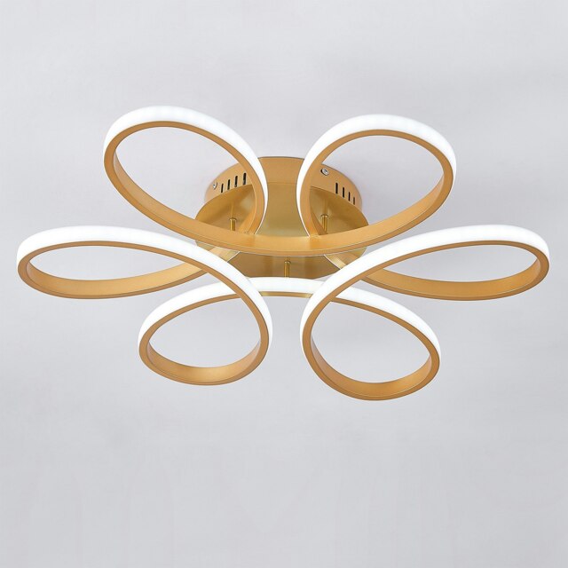 Living and Home Modern Acrylic Petal LED Semi Ceiling Light, Gold, 74cm W x 74cm D