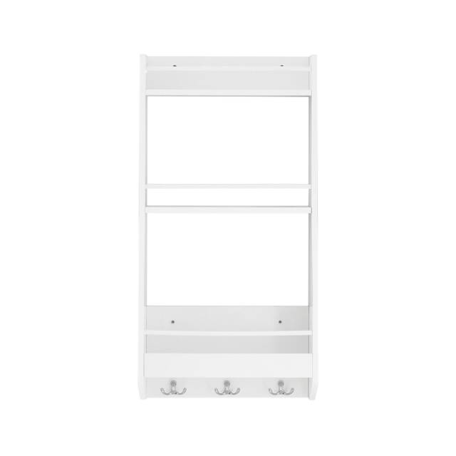 SoBuy Kitchen Wall Shelf Spice Rack with 3 Shelves & 3 Hooks, White, 15.0x6.7x29.5 inches, 4.1 kg - KCR12-W