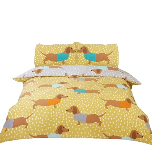 Dolly Dachshund Reversible Polycotton Duvet Cover Set with Pillowcase Multi Single 1
