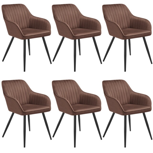 Chair Marilyn - velvet look, quilted, continuous backrest, slim steel legs Brown brown/black One Size 6