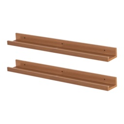 Harbour Housewares 2x Floating Picture Ledge Wall Shelves - Brown - Photo Gallery Bookshelf Wall Shelves Floating Shelf 57cm