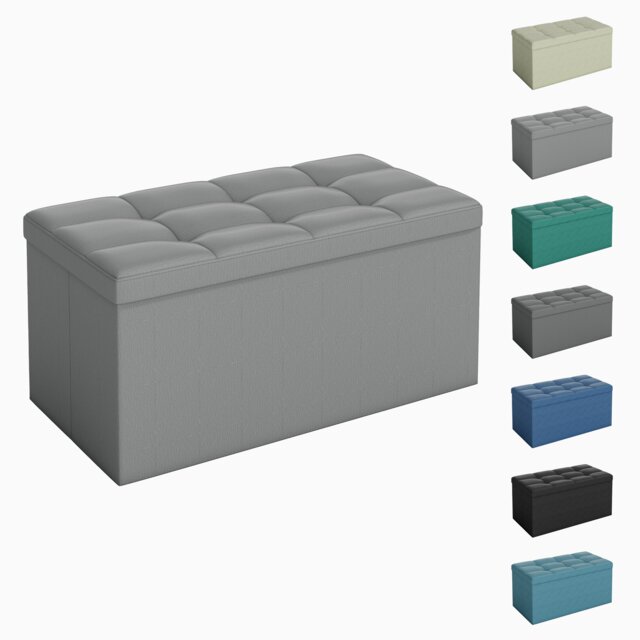76cm Rectangular Ottoman Foldable Storage Bench Upholstered Foot Rest