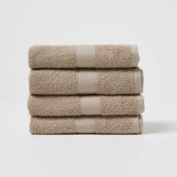Homescapes Turkish Cotton Hand Towel Set of 4 - Stone Cream Hand towel 4
