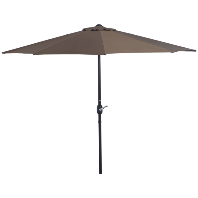 Outsunny 2.7m Metal Frame Garden Furniture Parasol Half Round Umbrella Brown Brown