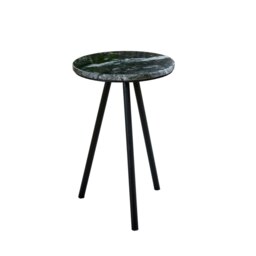 Miel Side Table With Black Marble Top and Metal Legs Black