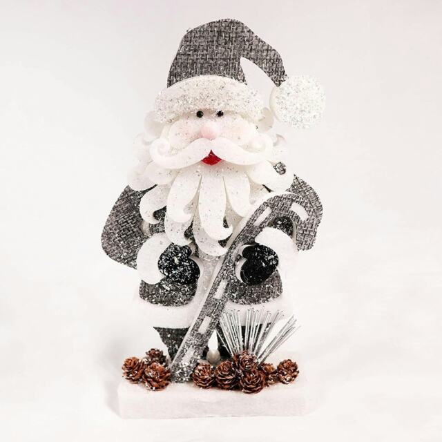 32Cm Grey Santa Christmas Tabletop Figures Glitter Foam Showpiece Decorations