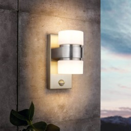 EGLO Atollari LED Modern Silver Exterior Wall Light With Motion Sensor