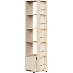 Yaheetech 5-Layer 169cm Corner Bookcase with Closed Storage for Compact Space-Light Natural Wood