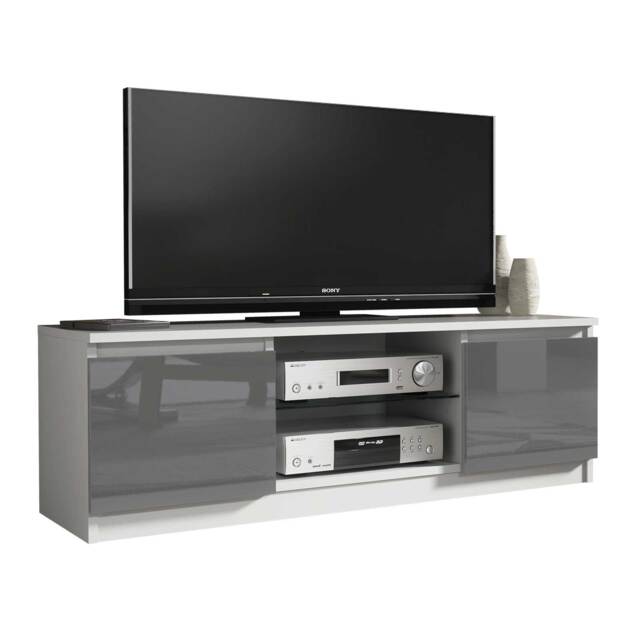 TV Unit TV Stand White Grey High Gloss Media Console Sideboard Storage Cabinet 120cm