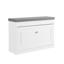 SoBuy Shoe Storage Bench with Seat Cushion, Flip Drawer & 2-Tier Rack, White, 29.5x9.4x20.0 inches, 11 kg - FSR82-L-W