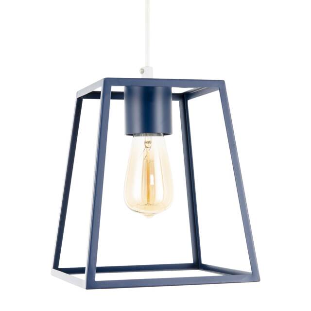 Industrial Lantern Lamp Shade in Navy Blue with Square Top and Bottom