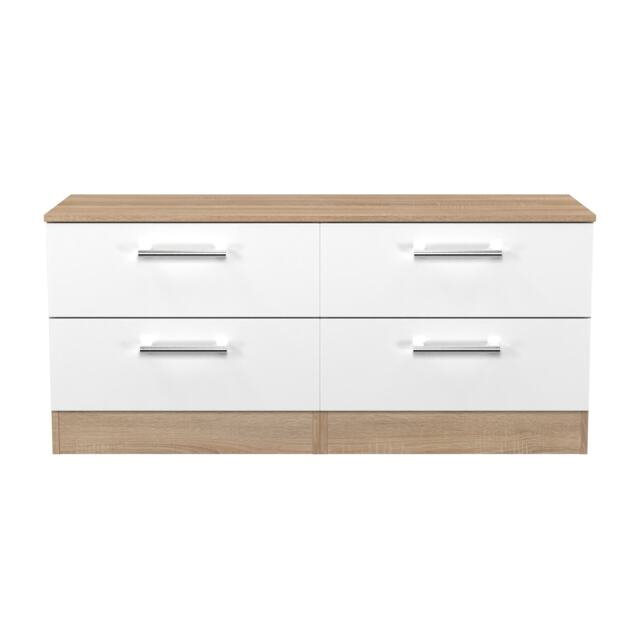 Cornwall 4 Drawer Bed Box in White Matt & Bardolino Oak (Ready Assembled) White White Matt & Bardolino Oak