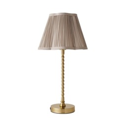 ValueLights Maeve Light Grey Pleated Faux Silk Scallop Shade Brushed Gold Bobbin Table Lamp Gold