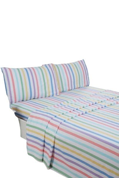 Candy Stripe Pure Cotton Complete Bedding Sheet Set Multi 1