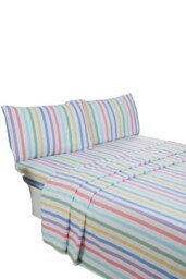 Candy Stripe Pure Cotton Complete Bedding Sheet Set Multi 1