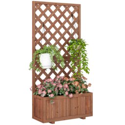 (72.5 x 31.5 x 149.5 cm, Orange) Outsunny Wood Planter with Trellis