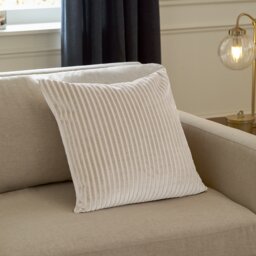 Paoletti Savoy Stripe Velvet Cushion Cream Oyster