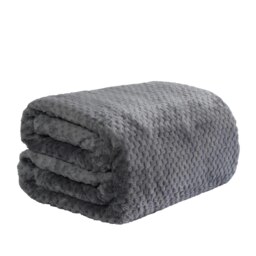 OHS Luxury Waffle Mink Blanket, 200x240cm - Charcoal