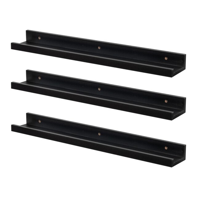 Harbour Housewares Floating Picture Ledge Shelves - 57cm - Black - Pack of 3