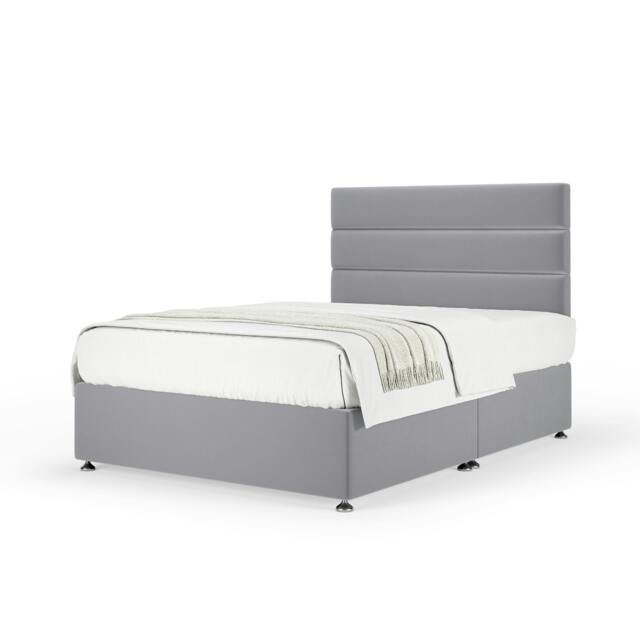 Memory Maestro Memory Foam Silver Plush Velvet Divan Set And Milan Headboard Super King