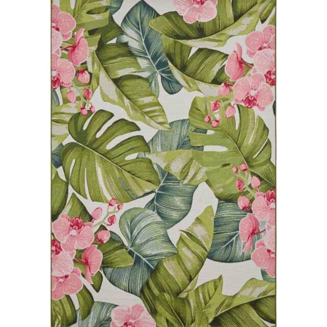 The Rugs Flair Indoor Outdoor Rug and Runner - Tropical Flatweave Patio Rug