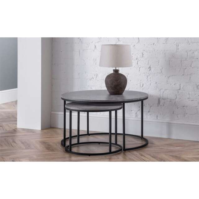 Concrete Effect Nesting Coffee Table Grey Grey