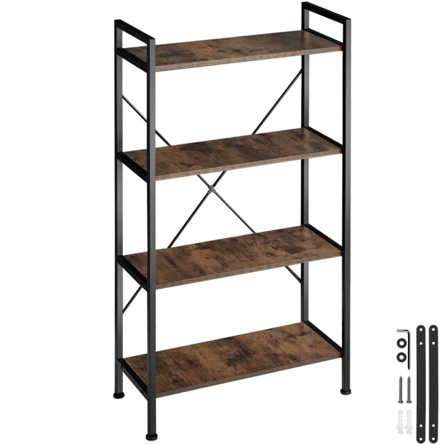 Bookcase Leeds 4 Shelves Brown Industrial wood dark, rustic 67,50 x 31,50 x 121,50 cm 1