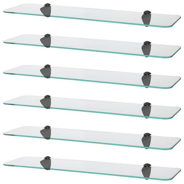 Harbour Housewares Rounded Floating Glass Shelf - 60cm - Metallic Brackets - Bathroom Shower Storage Vanity Display Unit Shelf Black Black 6