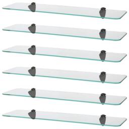 Harbour Housewares Rounded Floating Glass Shelf - 60cm - Metallic Brackets - Bathroom Shower Storage Vanity Display Unit Shelf Black Black 6