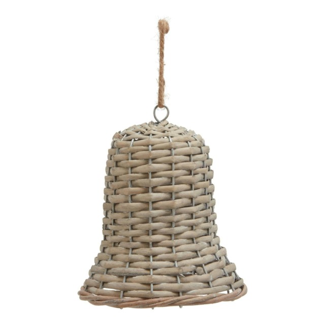 Hill Interiors The Noel Collection Wicker Bell Christmas Decoration - Brown - 12cm x 7cm x 7cm