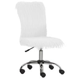 HOMCOM Armless Makeup Vanity Chair, 360 Degree Swivel Computer Chair, White White