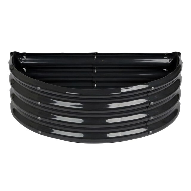 Harbour Housewares Raised Garden Bed - Anthracite Semi-Circle Bottomless Galvanised Steel Metal Planter Box 90 x 45cm