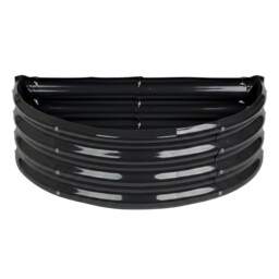Harbour Housewares Raised Garden Bed - Anthracite Semi-Circle Bottomless Galvanised Steel Metal Planter Box 90 x 45cm
