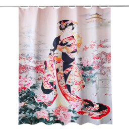 Women Art Design Polyester Shower Curtain with 12 Hooks - 180x180cm