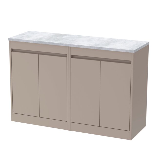 Balterley Chartley 4 Door Vanity Unit with Bellato Worktop, 1200mm, Taupe