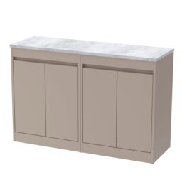 Balterley Chartley 4 Door Vanity Unit with Bellato Worktop, 1200mm, Taupe