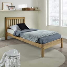 "Premium Corona 3'0"" Single Slatted Low-End Bedstead Antique Wax Pine - Mexican Pine Furniture"