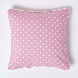 Homescapes Cotton Pink Polka Dots Cushion Cover - 45 x 45 cm Pink Pink 45 x 45 cm