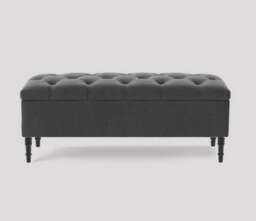 137cm Swiss Chesterfield Ottoman Storage Bench- Plush Velvet Shoe Bench - Steel Grey Upholstery Footstool with Storage