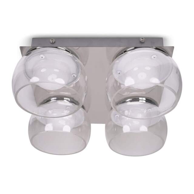 ValueLights Alissa Polished Chrome IP44 4 Way Clear Glass Integrated LED Ceiling Light Chrome