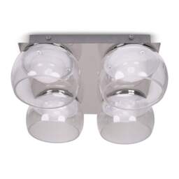ValueLights Alissa Polished Chrome IP44 4 Way Clear Glass Integrated LED Ceiling Light Chrome